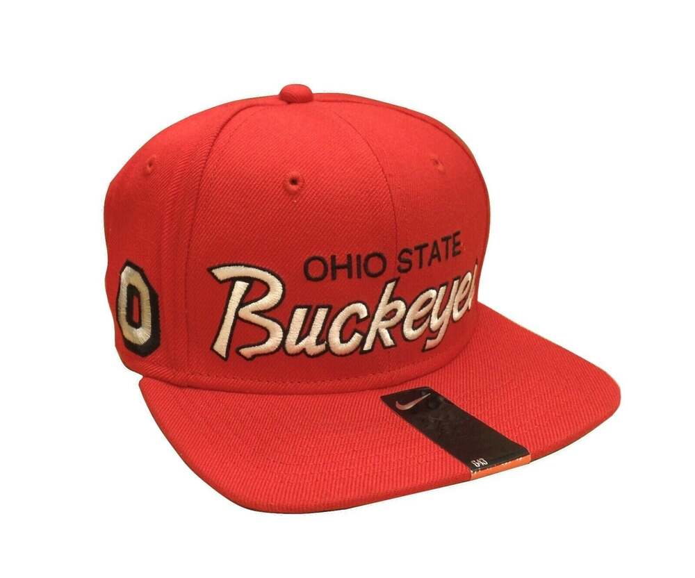 Nike Vintage Two Toned Script Ohio State Buckeyes Red Snapback Hat / Cap